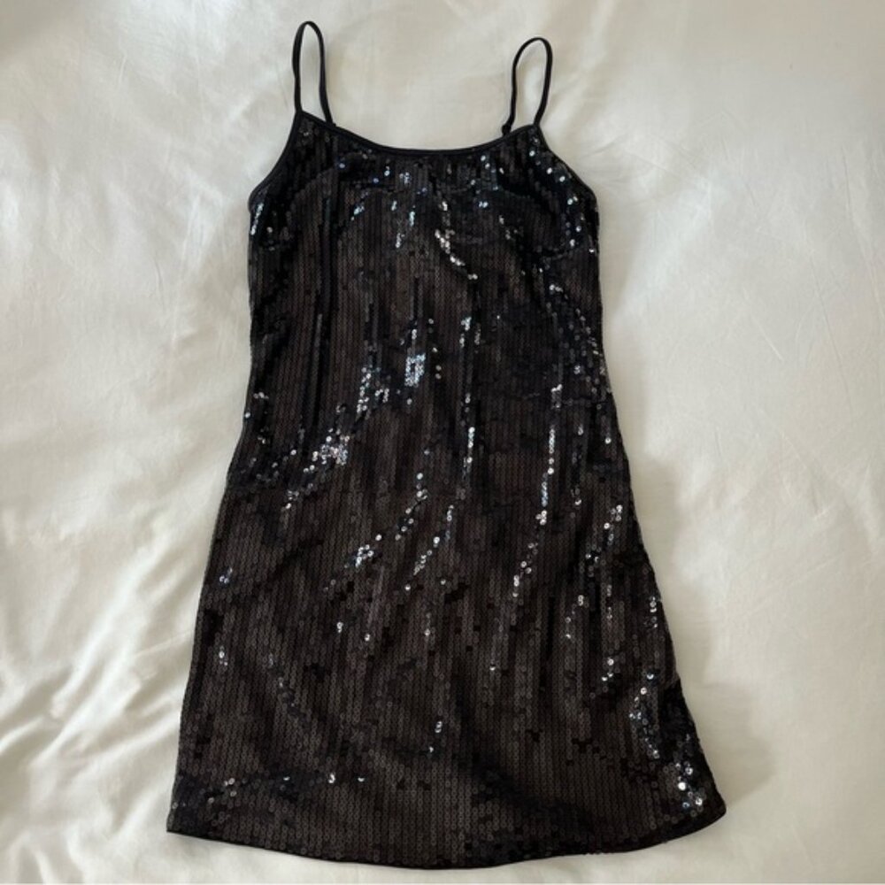 Sequined Mini Dress in Black